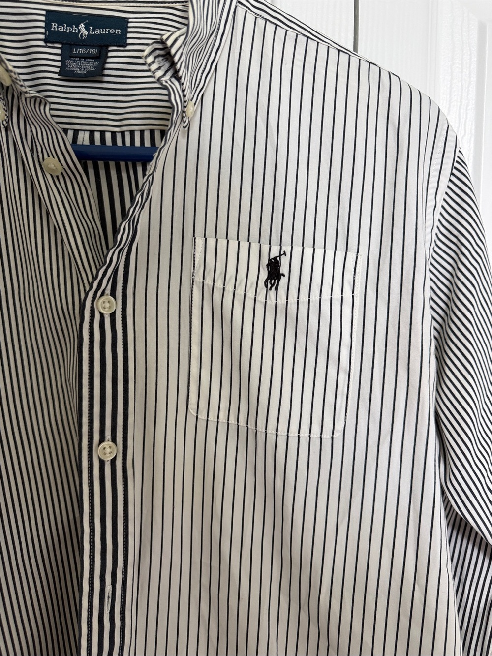 Ralph Lauren Asymmetrical Black and White Polo, Size L - Picture 3 of 6